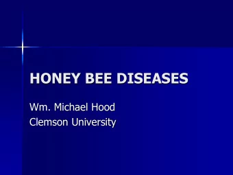 HONEY BEE DISEASES  Wm. Michael Hood  Clemson University  A. Foulbrood &amp; Nosema  Future of AFB