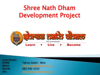 De  Development  velopment Pr  Project  oject  Contrib  ributor  utor:  NAME:  E:  Tahira  ra Dukhi