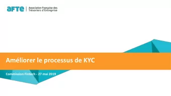 Amliorer le processus de KYC  Commission Fintech - 27 mai 2019  Agenda de la runion  1. SWIFT
