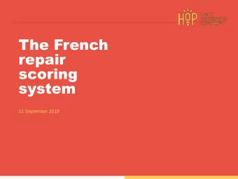 The French  repair  scoring  system  21 September 2019  HOPs goal : make products more durable