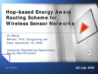Hop-based Energy Aw are  Routing Schem e for  W ireless Sensor Netw orks  Jin Wang  Advisor:  Prof.