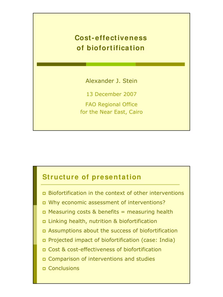 cost effectiveness of biofortification