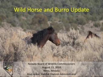 Wild Horse and Burro Update  Nevada Board of Wildlife Commissioners  August 13, 2016  Reno, Nevada