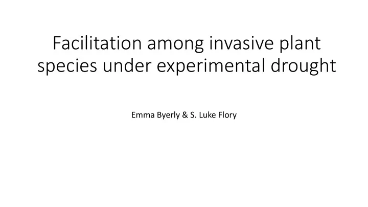 species under experimental drought