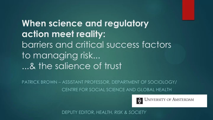 barriers and critical success factors
