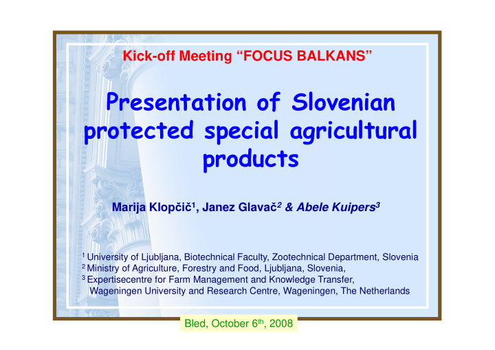presentation of slovenian protected special agricultural