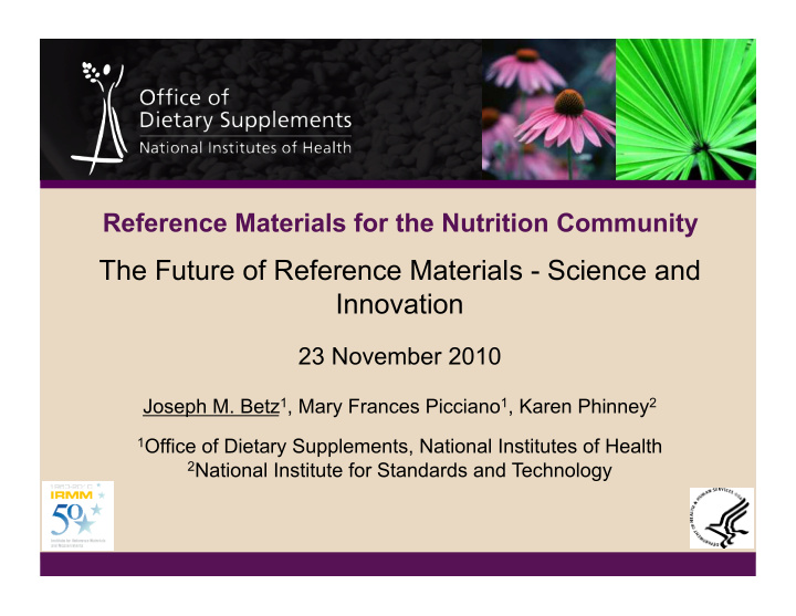 the future of reference materials science and innovation