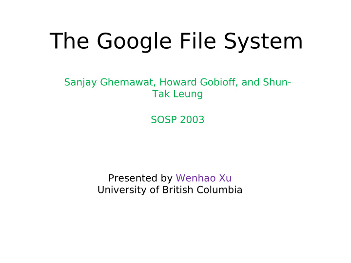 the google file system