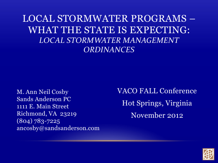 local stormwater programs