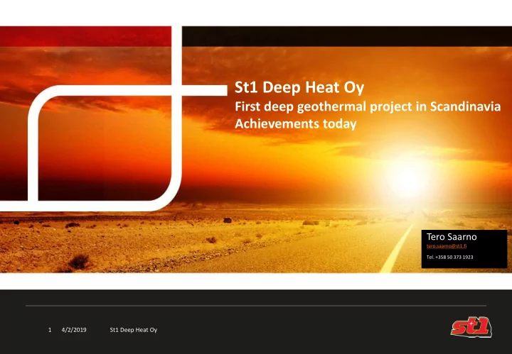 st1 deep heat oy
