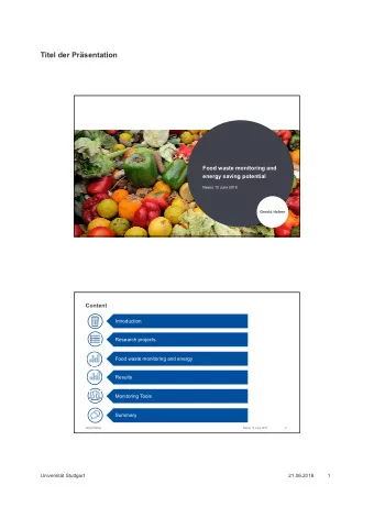 Titel der Prsentation  Food waste monitoring and  energy saving potential  Naxos 13 June 2018