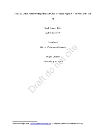 Draft do not cite  George Washington University  Dirgha Ghimire  University of Michigan 1