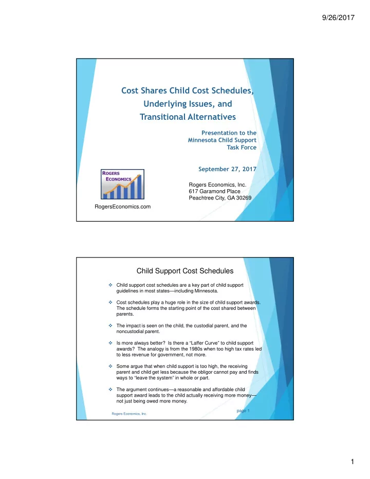 cost shares child cost schedules underlying issues and