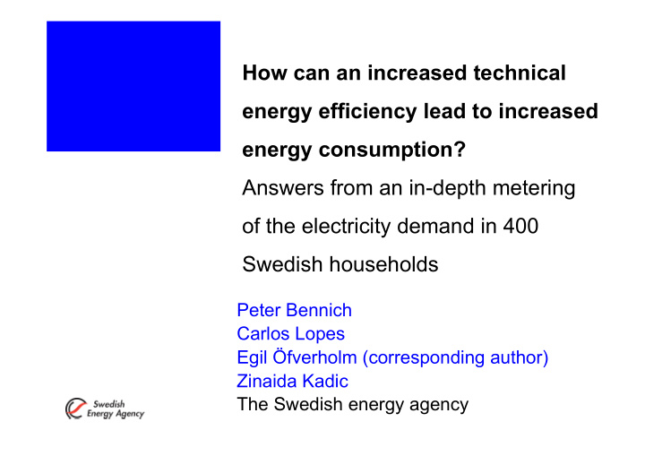 how can an increased technical energy efficiency lead to