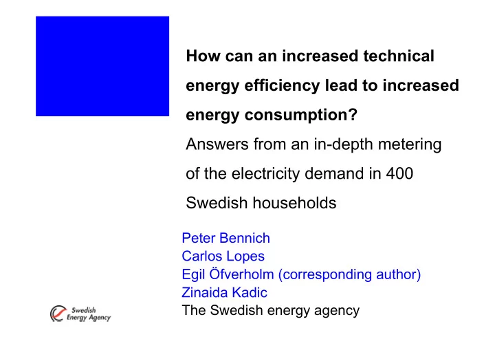 how can an increased technical energy efficiency lead to