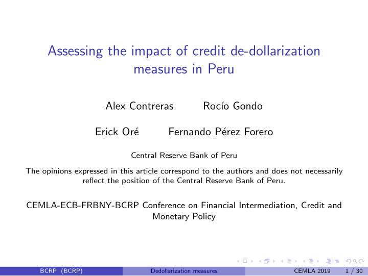 assessing the impact of credit de dollarization measures