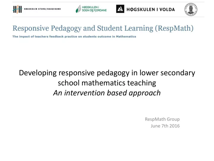respmath group june 7th 2016 the respmath project what