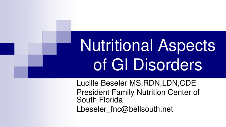 nutritional aspects of gi disorders