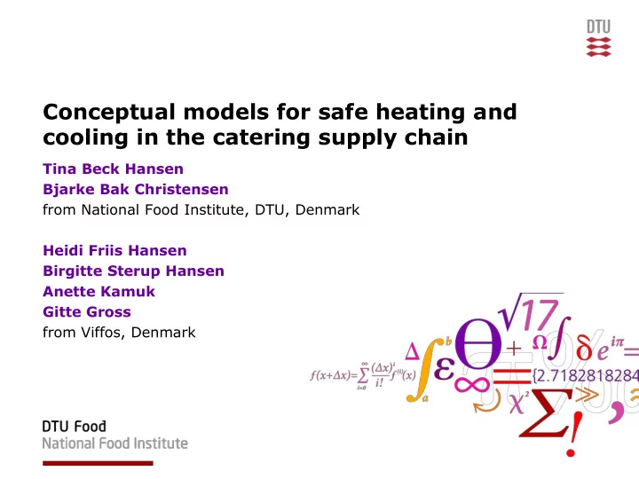 cooling in the catering supply chain