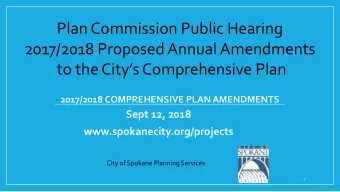 Plan Commission Public Hearing  2017/2018 Proposed Annual Amendments  to the Citys Comprehensive