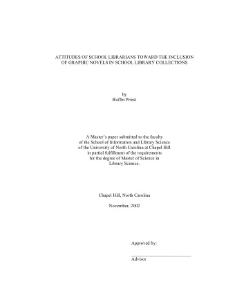 ATTITUDES OF SCHOOL LIBRARIANS TOWARD THE INCLUSION  OF GRAPHIC NOVELS IN SCHOOL LIBRARY