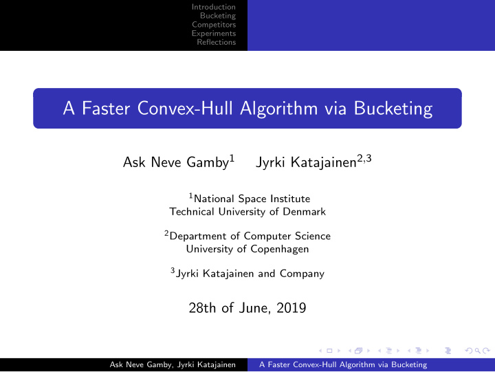 a faster convex hull algorithm via bucketing