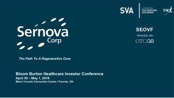 SEOVF  TRADED ON  The Path To A Regenerative Cure  Bloom Burton Healthcare Investor Conference