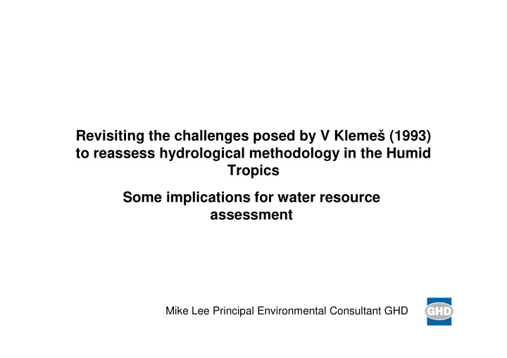 revisiting the challenges posed by v kleme 1993 to