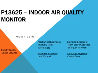 P13625  INDOOR AIR QUALITY  MONITOR  P R E S E N T E D  B Y :  Mechanical Engineers:  Electrical