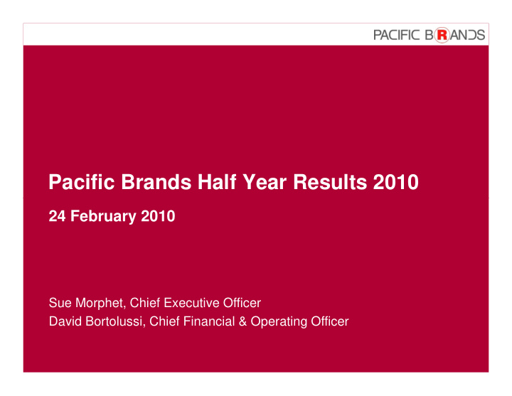 pacific brands half year results 2010