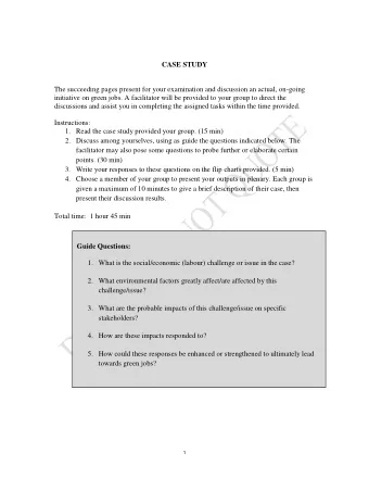 CASE STUDY  The succeeding pages present for your examination and discussion an actual, on-going