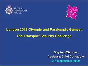 London 2012 Olympic and Paralympic Games:  London 2012 Olympic and Paralympic Games:  The Transport