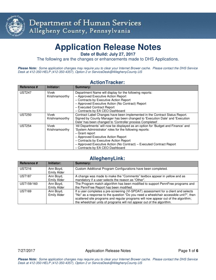 application release notes