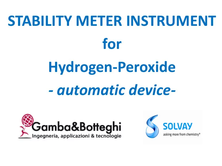 stability meter instrument for hydrogen peroxide