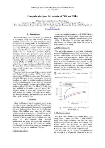 Comparison for spent fuel behavior of PWR and SMRs Gyujae Nam 1 , Jong-Dae Hong 2 , Youho Lee 1 *,