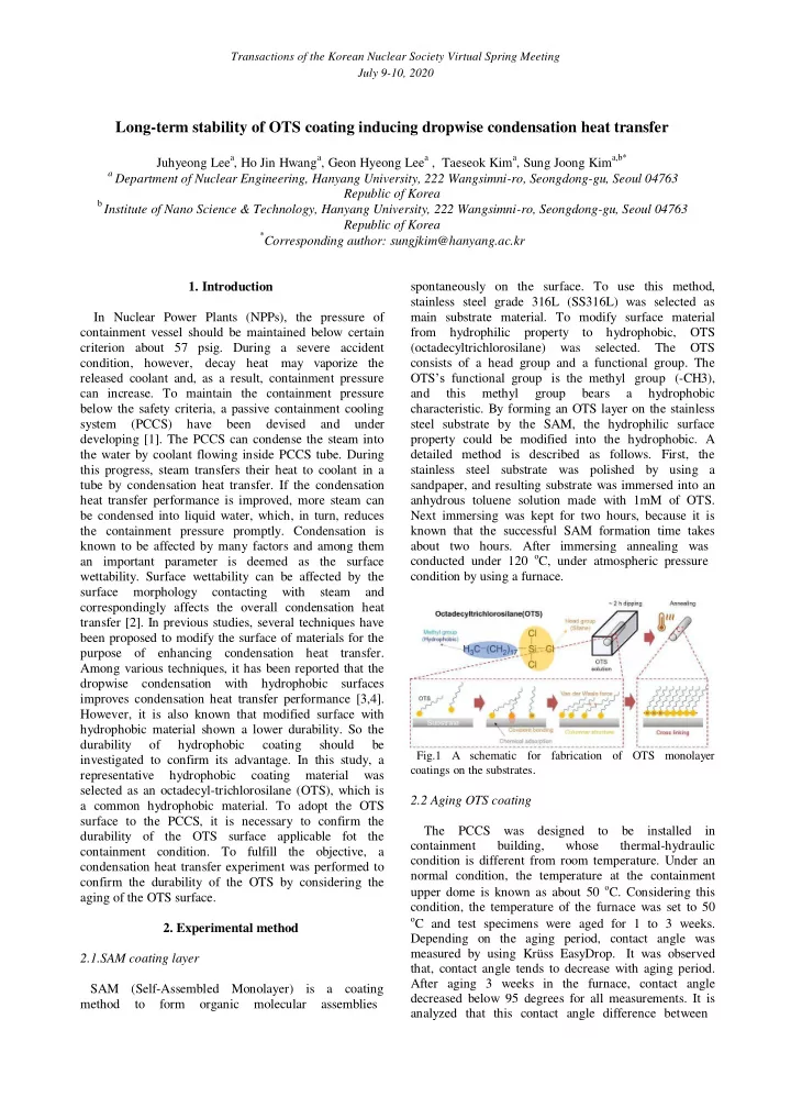 durability of hydrophobic coating should be fig 1 a
