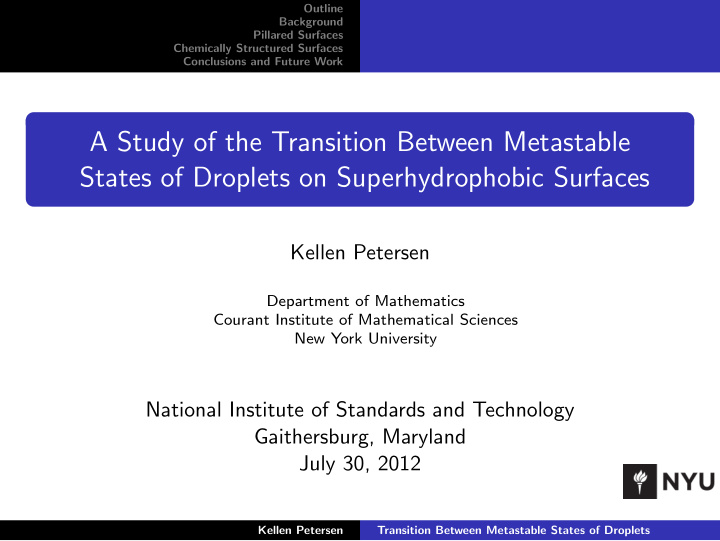 a study of the transition between metastable states of