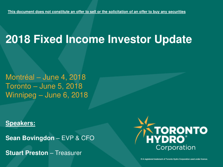 2018 fixed income investor update
