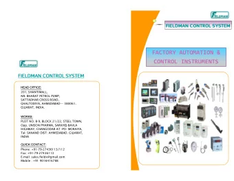 FACTORY AUTOMATION &amp; CONTROL INSTRUMENTS  FIELDMAN CONTROL SYSTEM  HEAD OFFICE:  201,