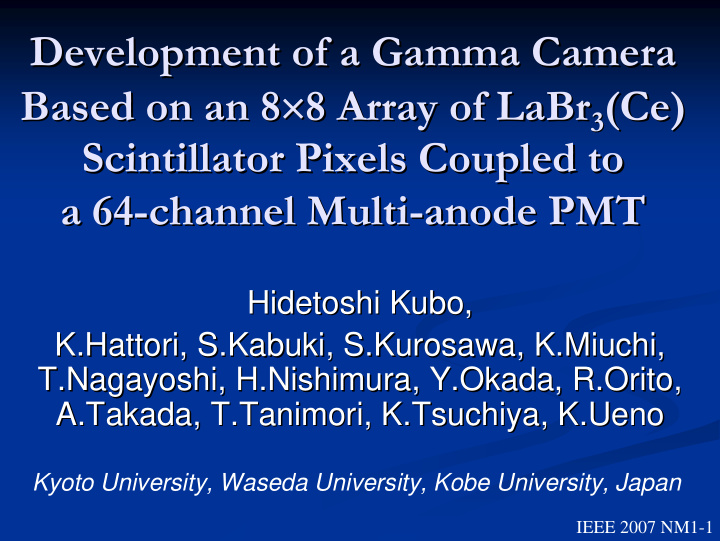 development of a gamma camera development of a gamma