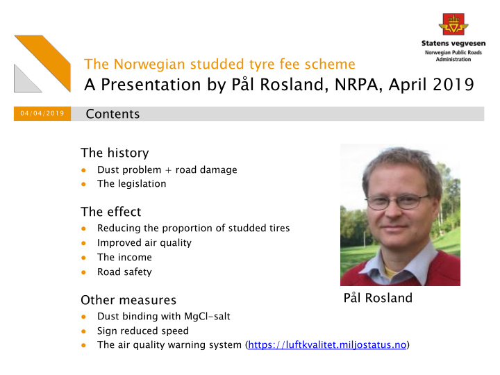 a presentation by p l rosland nrpa april 2019