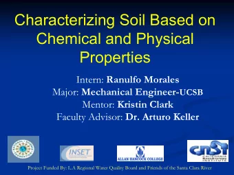 Characterizing Soil Based on  Chemical and Physical  Properties Intern: Ranulfo Morales Major: