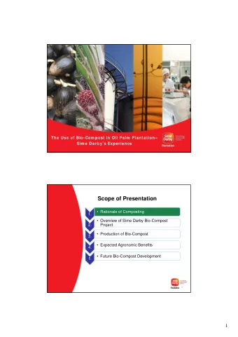 Scope of Presentation   Rationale of Composting  1.   Overview of Sime Darby Bio-Compost