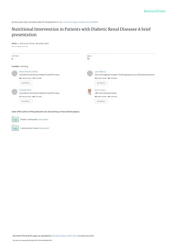 Nutritional Intervention in Patients with Diabetic Renal Diseasee A brief  presentation Article in