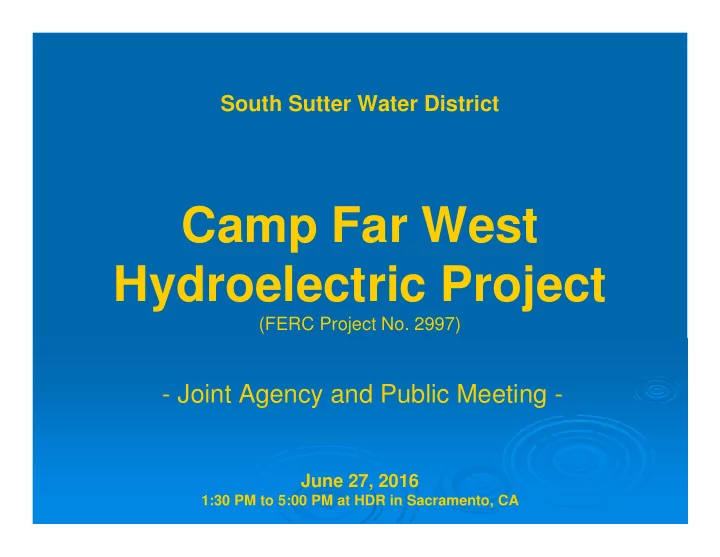 camp far west hydroelectric project
