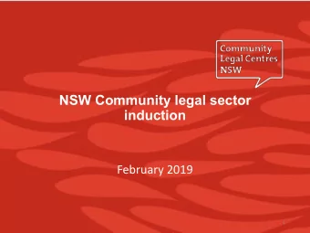 NSW Community legal sector  induction  February 2019  1  Community legal centres in NSW  Specialist