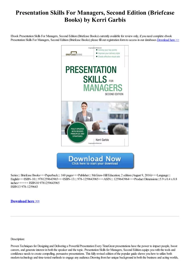 presentation skills for managers second edition briefcase