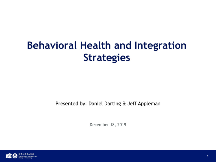 behavioral health and integration