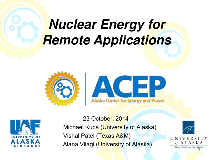 nuclear energy for remote applications