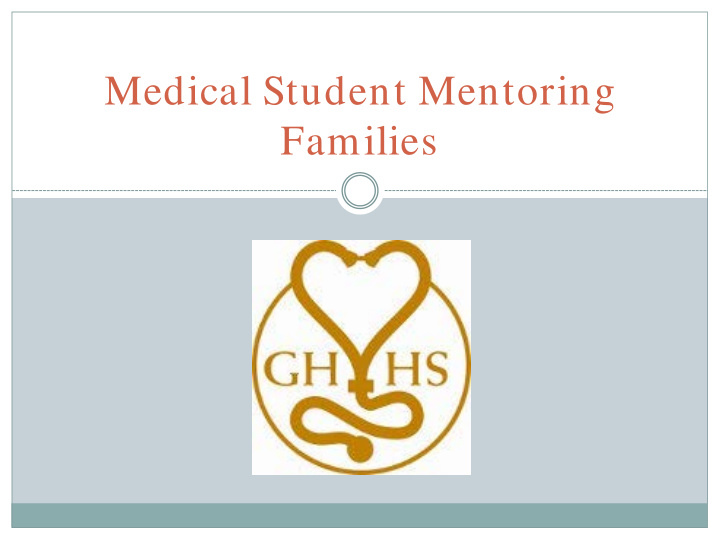 medical student mentoring families objectives